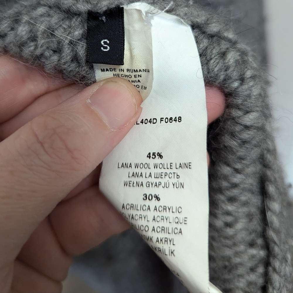 Stefanel Grey Wool Alpaca Blend Knit Sweater Cape Minimalist‎ Luxury - Picture 13 of 14